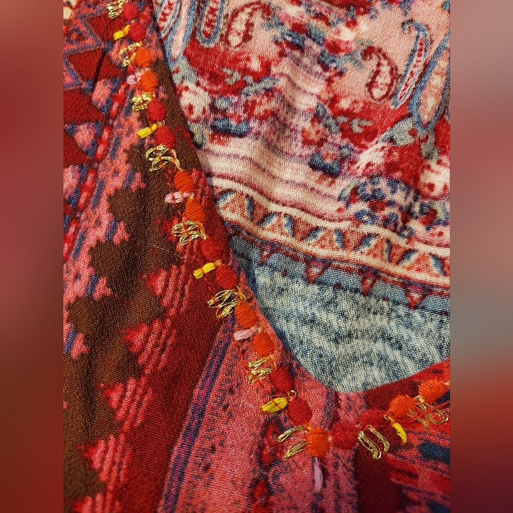 Desigual Boho Multicolor Floral Patchwork Poncho … - image 10